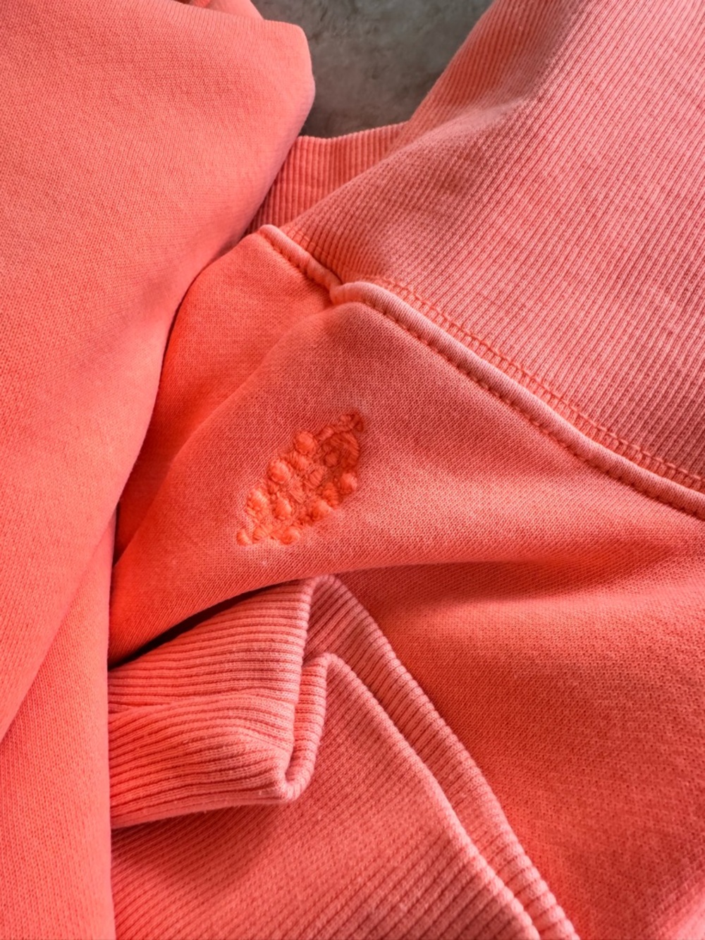 Free People Movement Neon Coral Hoodie Oversized Fleece Sweatshirt Size L - Picture 8 of 8